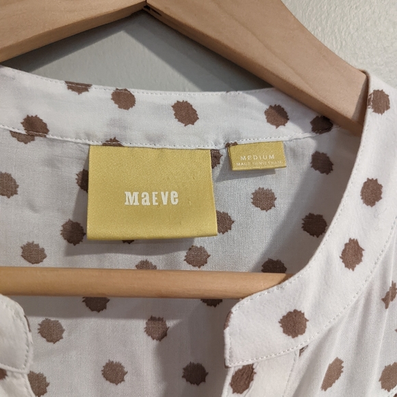 Maeve Blouse Long Sleeved Polka Dot M Rayon - Picture 2 of 7